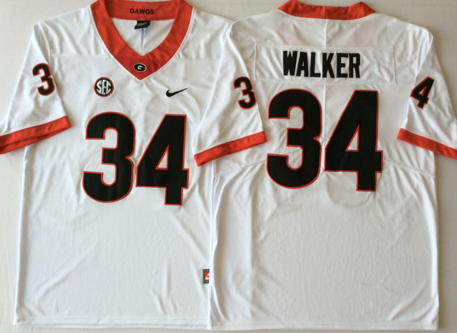 Men's Georgia Bulldogs Herschel Walker #34 White Jersey